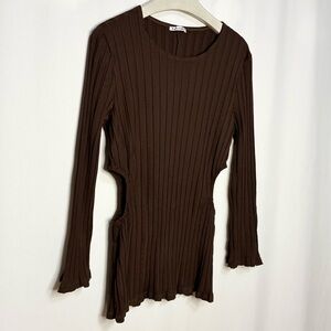 Reformation Brown Ribbed Too With Cut Outs